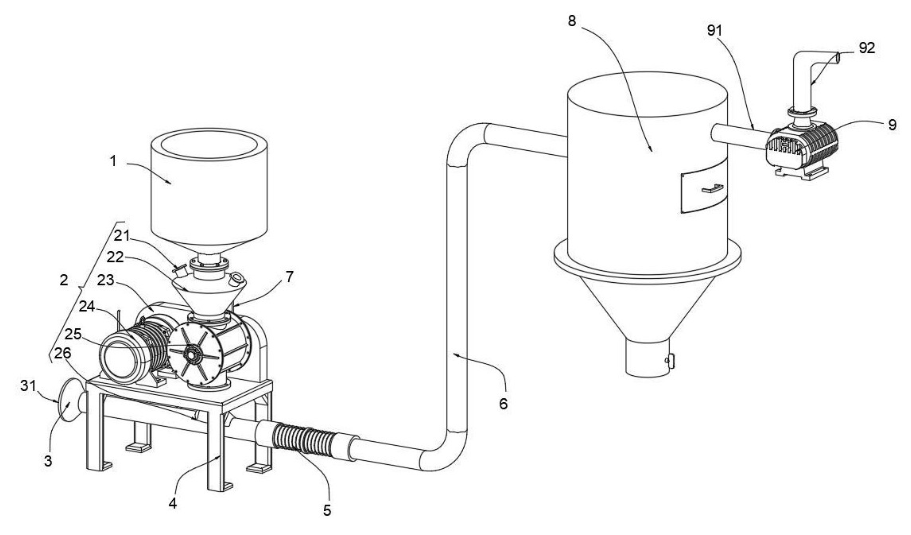 I whakawhiwhia a Yinchi ki te patent mo te pneumatic pehanga kino e kawe ana i te kai hurihuri